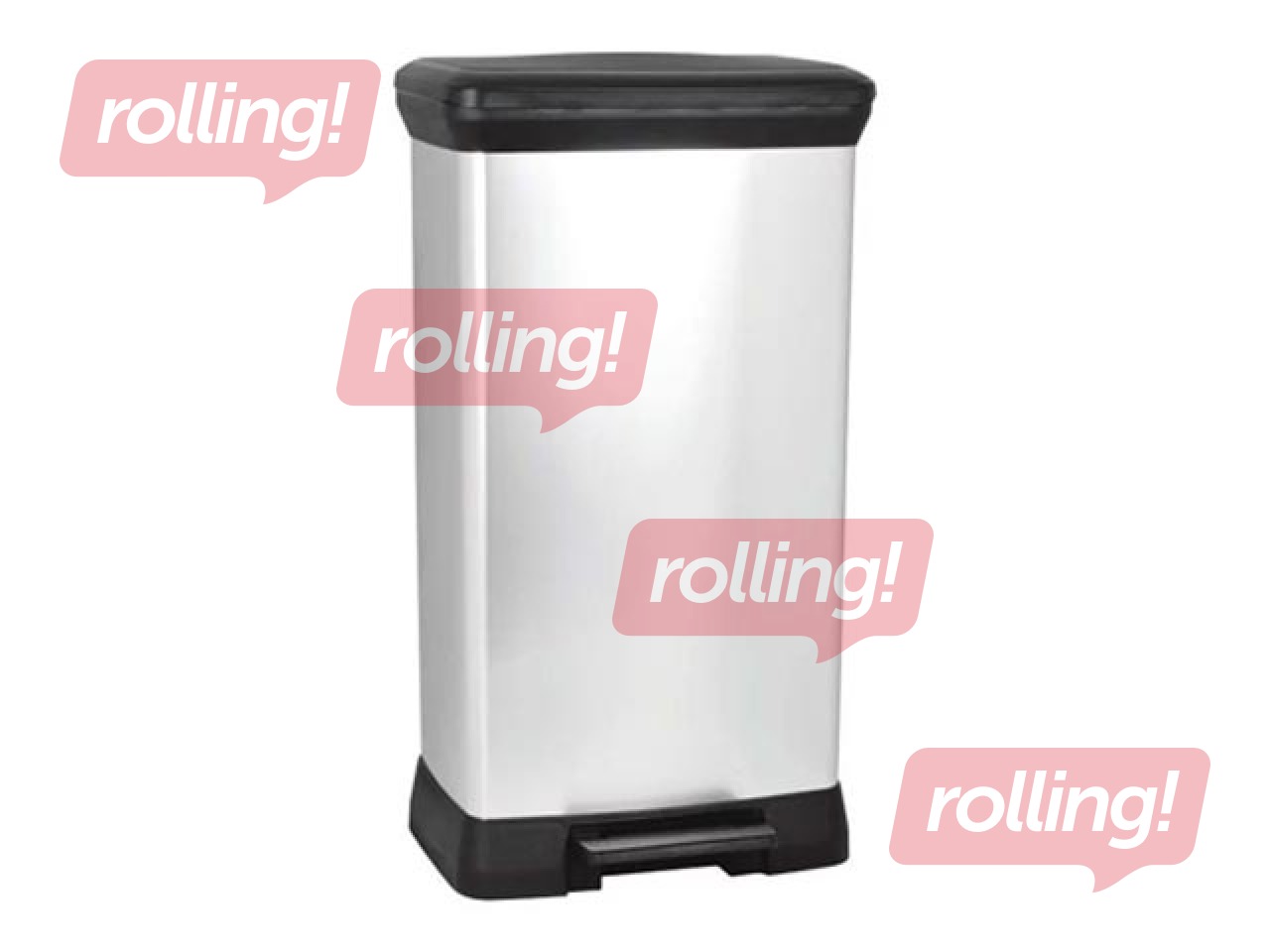 Atkritumu tvertne ar pedāli Deco Bin, metalizēta, sudraba, 50l