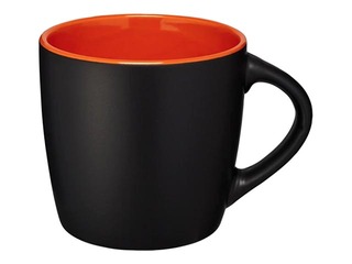 Ceramic Mug Riviera, matte black exterior, orange interior, 340ml