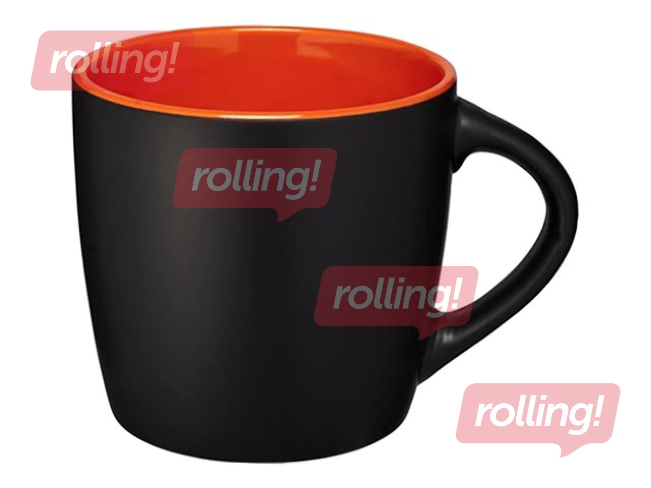 Керамическая кружка Riviera, черно-матовая внешняя поверхность, оранжевое внутреннее покрытие, 340мл