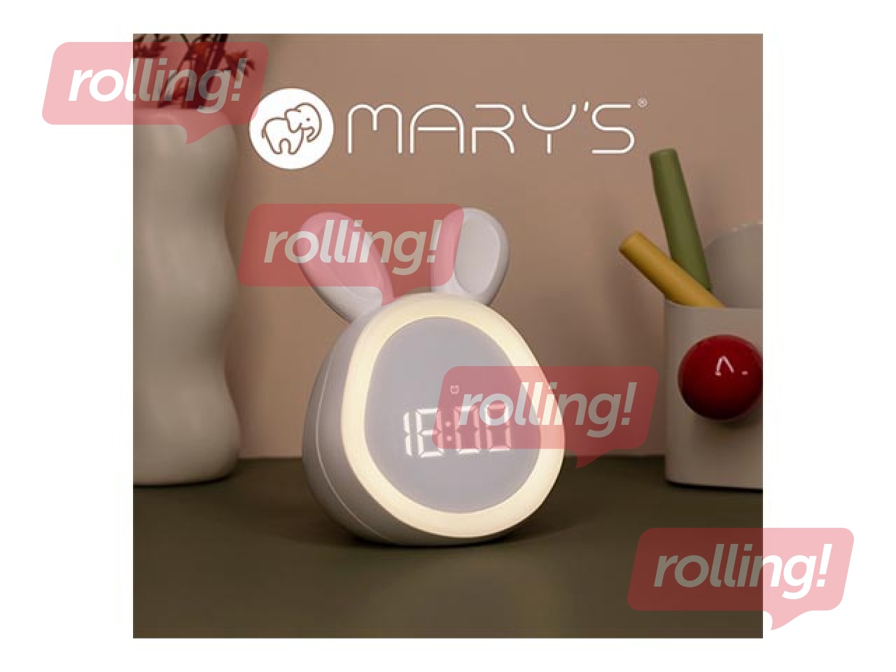 Alarm clock Mary's, rabbit, white, rechargeable
