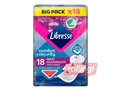 Higiēniskās paketes Libresse, Maxi Night, 18 gab. +AKCIJA! Pērc Libresse higiēniskās paketes un saņe
