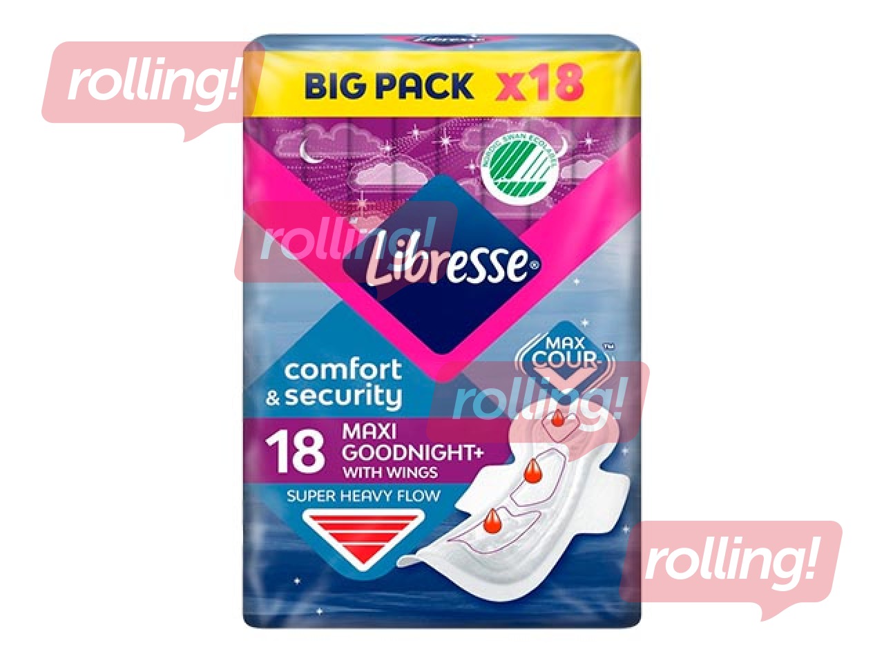 Higiēniskās paketes Libresse, Maxi Night, 18 gab. +AKCIJA! Pērc Libresse higiēniskās paketes un saņe