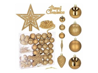 Ziemassvētku eglītes rotājumi Springos, zelta, 51 gab.