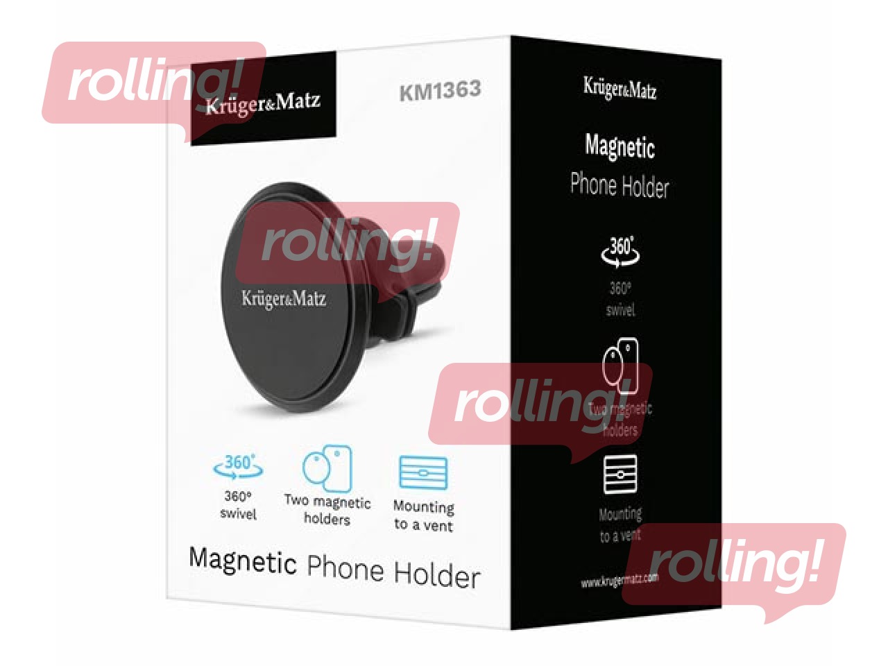 Держатель для телефона Kruger&Matz, магнитный, крепится на вентиляционную решётку