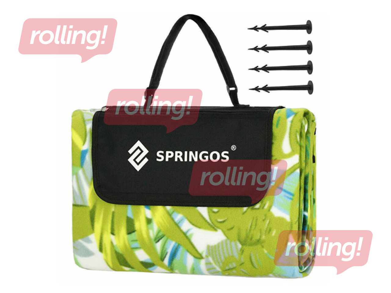 Picnic and beach blanket, foldable, green tones, 200x200cm