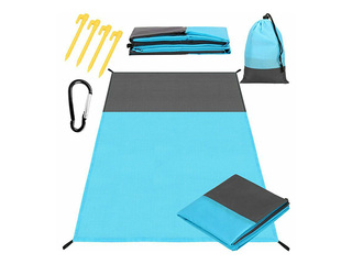 Piknika un pludmales sega, salokāma, zilos toņos, 200x210cm