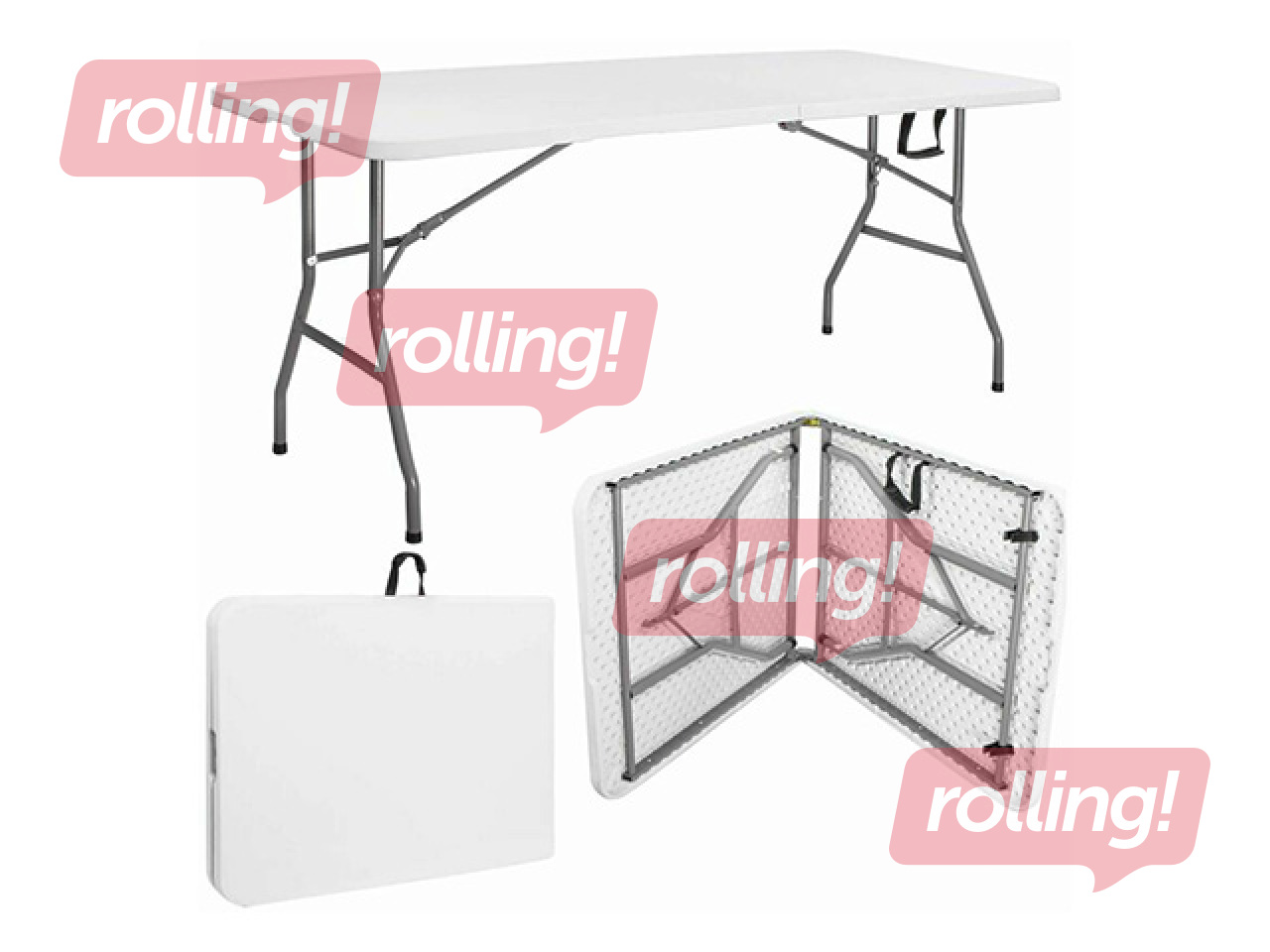 Folding table Springos, white, 180x74x74cm