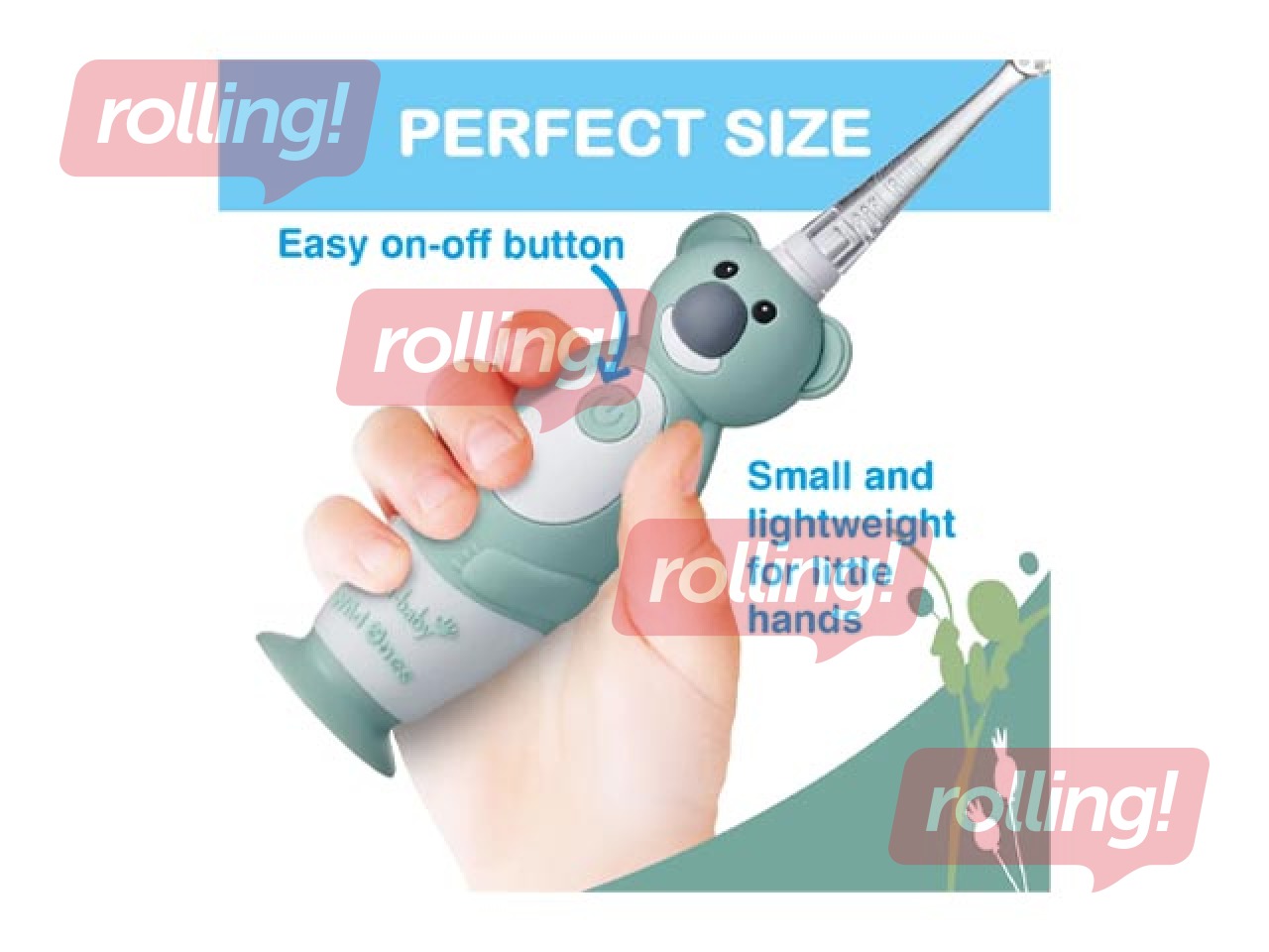 Elektriskā zobu birste soniskā Brush-baby, WildOnes Koala, 0-10 gadi