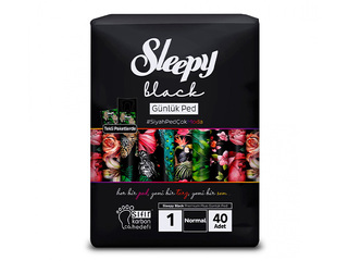 Ikdienas ieliktnīši Sleepy, Black, Normal, 40 gab.