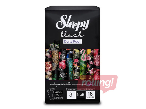 Гигиенические прокладки Sleepy, Black, Night, 18 шт.