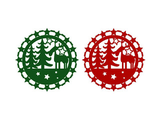 Christmas Table Placemat, Felt, Green or Red, Ø33cm