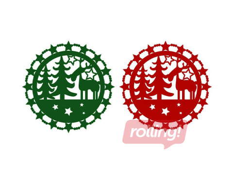 Салфетка для стола Рождественская, фетровая, зелёная или красная, Ø33см