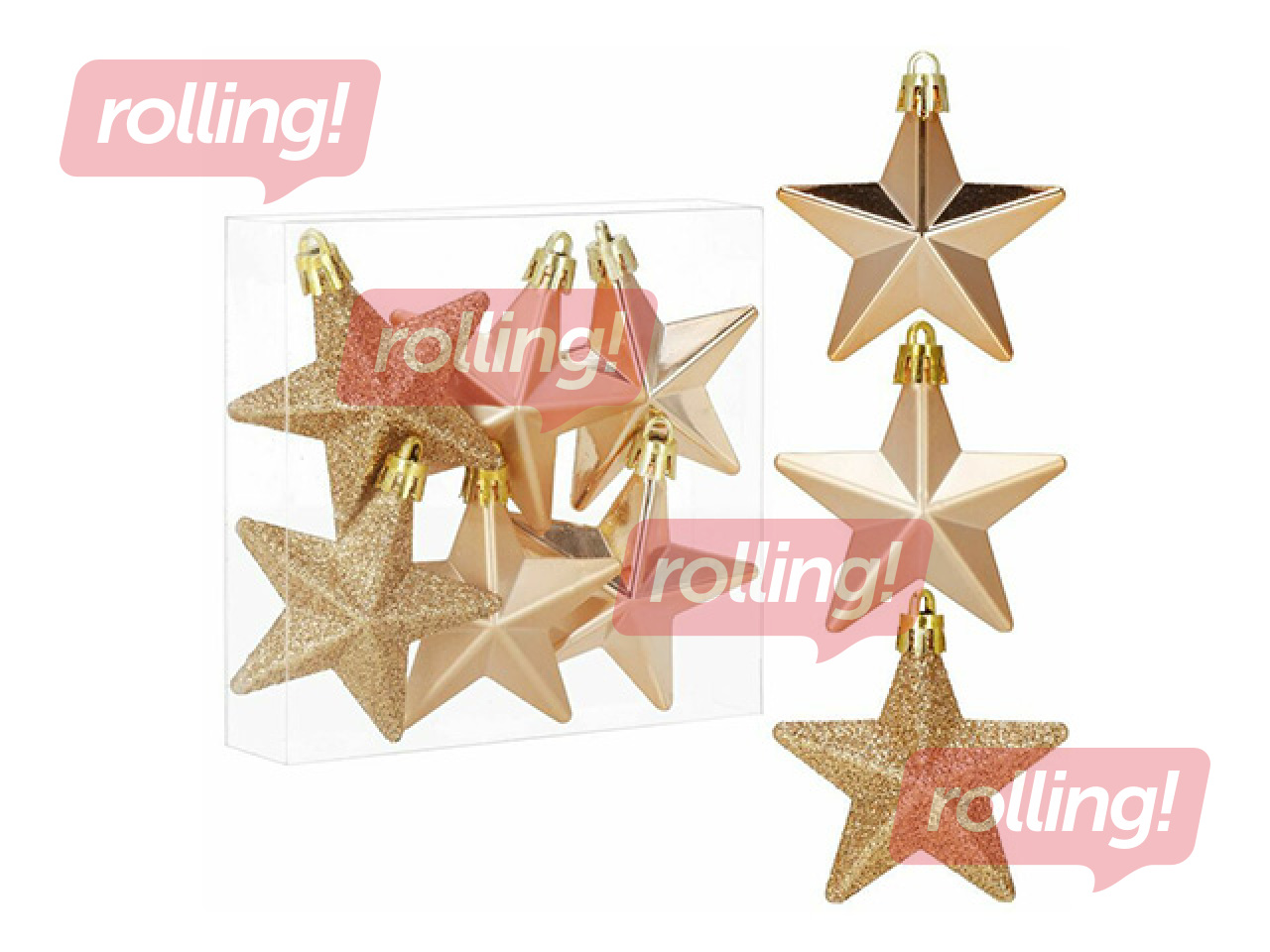 Ziemassvētku eglītes rotājumi Springos, zvagznes, zelta, 6 gab.
