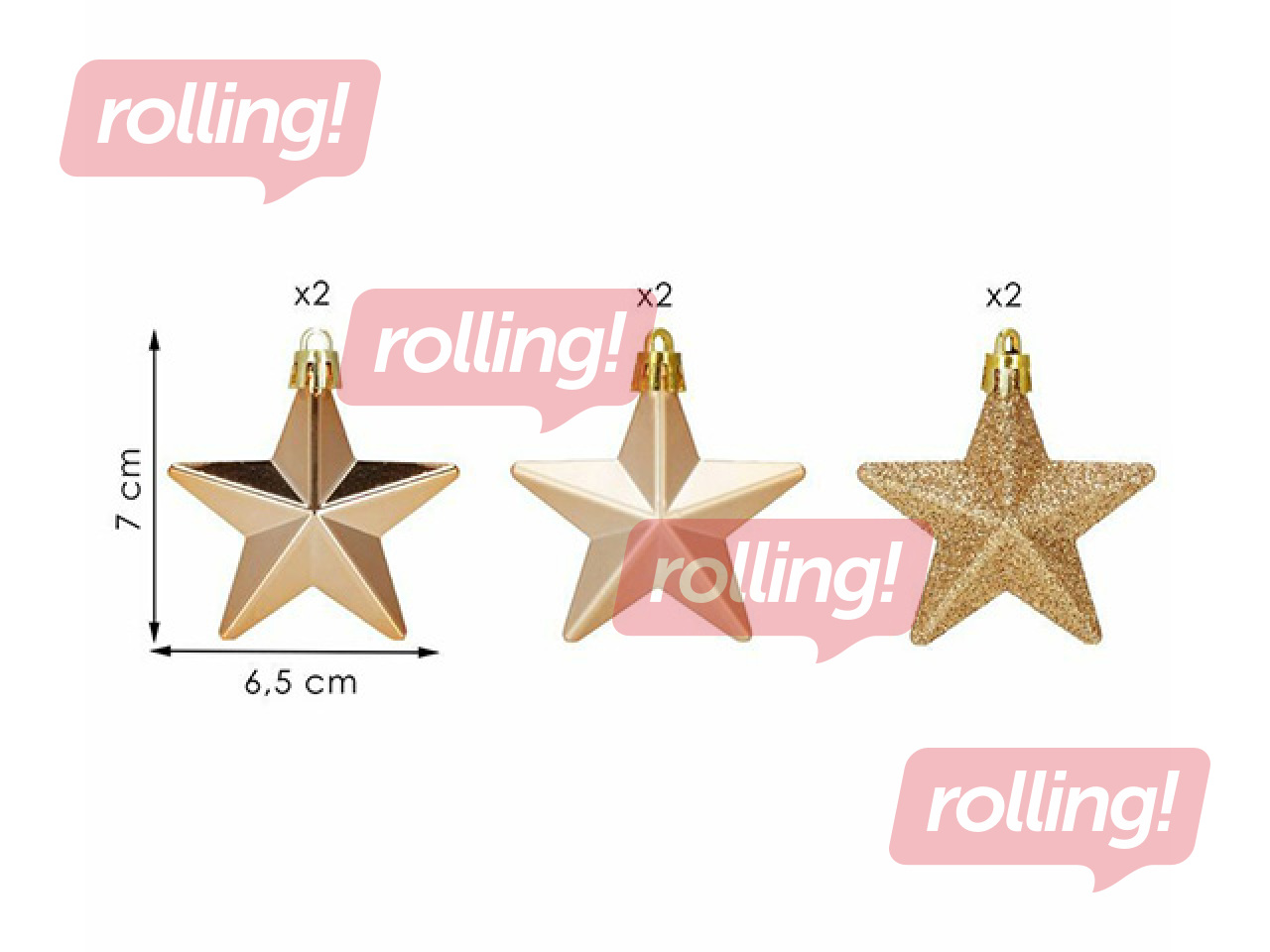 Ziemassvētku eglītes rotājumi Springos, zvagznes, zelta, 6 gab.