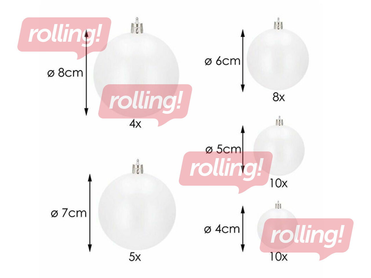 Jõulupuu kaunistused Springos, pallid, valged, 37 tk