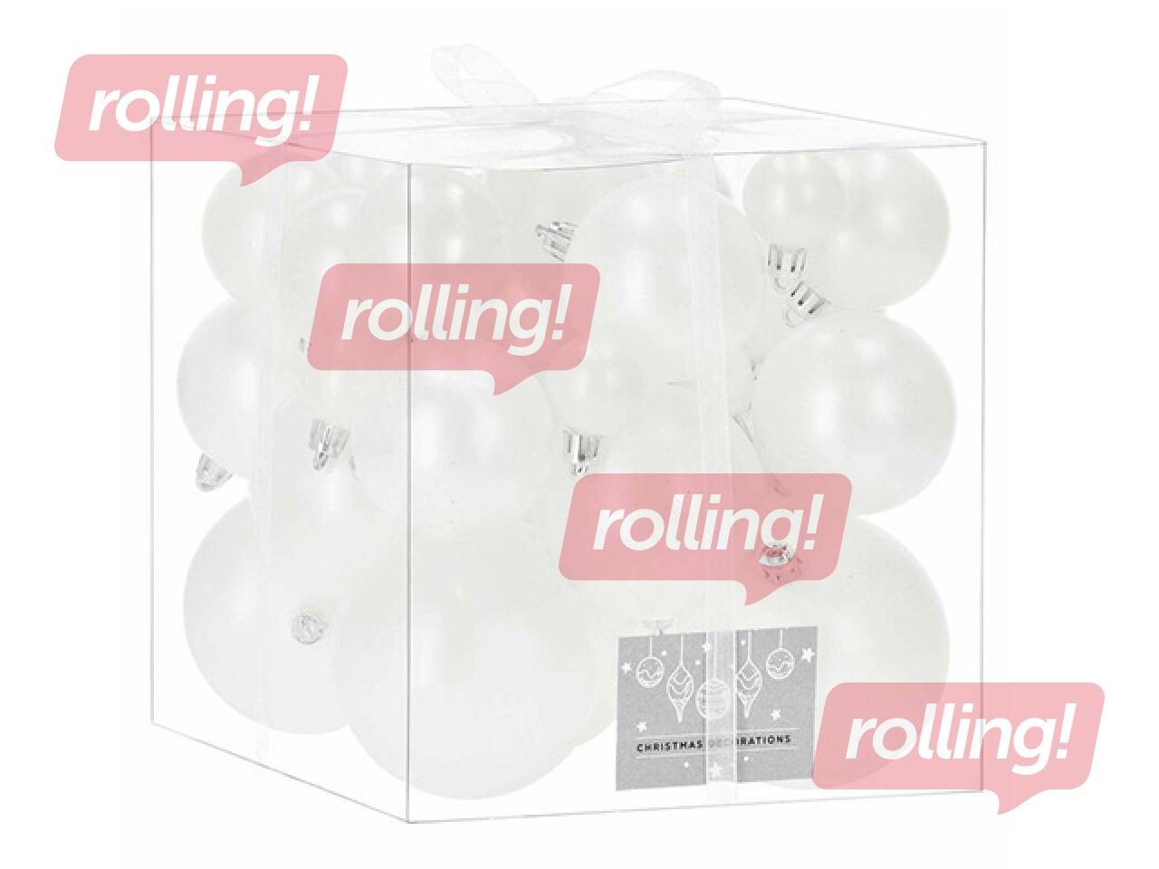 Ziemassvētku eglītes rotājumi Springos, bumbiņas, baltas, 37 gab.