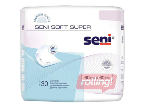Absorbējošie paladziņi Seni Soft Super, vienreizlietojami, 60x60cm, 30 gab.