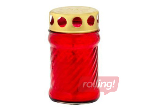 Candle with a lid, Ø6×11 cm, red, glass