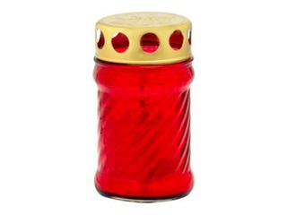 Candle with a lid, Ø6×11 cm, red, glass