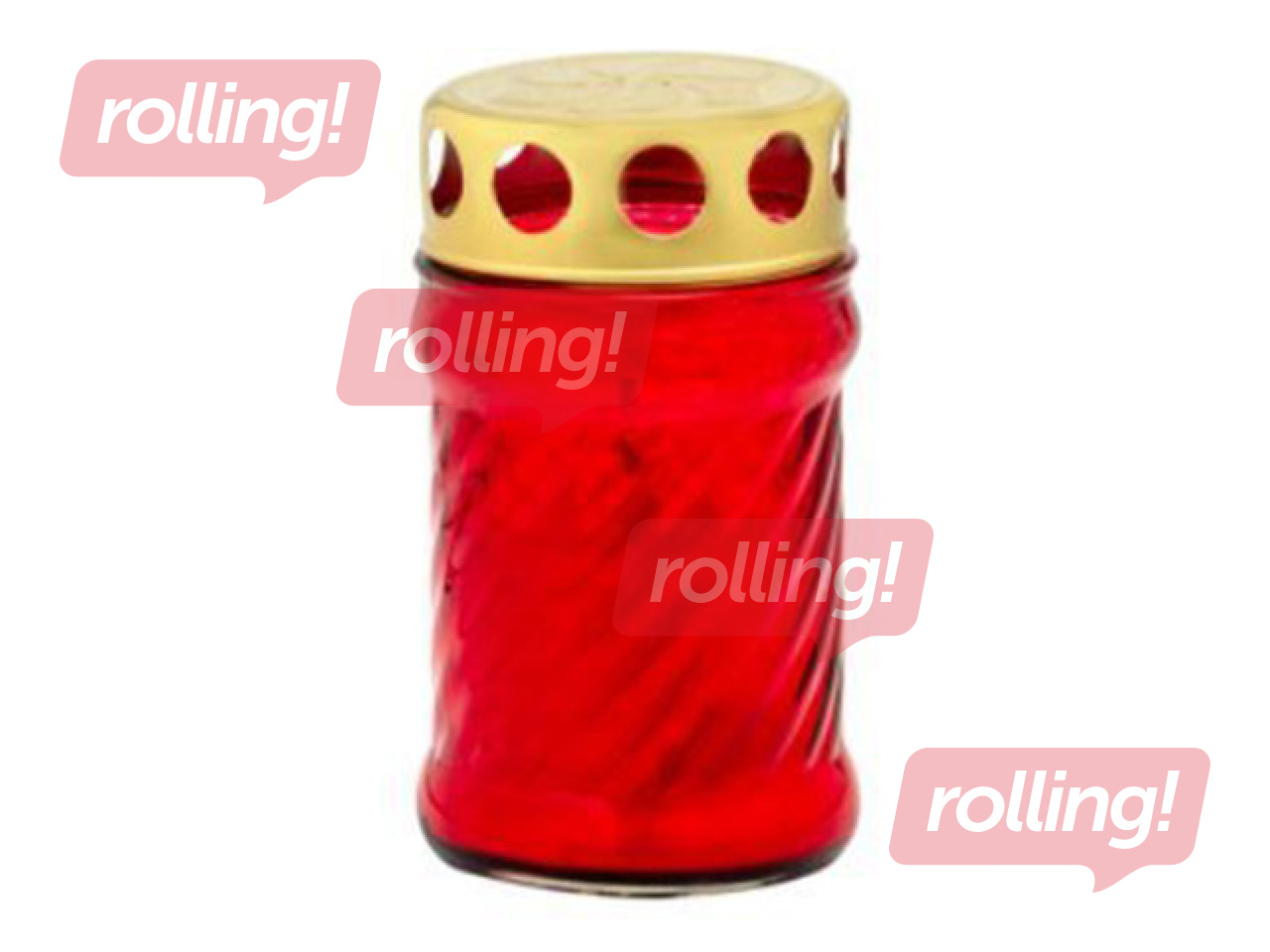 Candle with a lid, Ø6×11 cm, red, glass