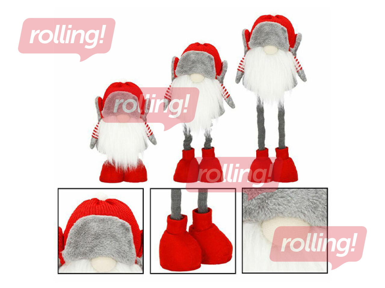 Ziemassvētku dekors Springos, rūķis ar teleskopiskām kājām, 50cm