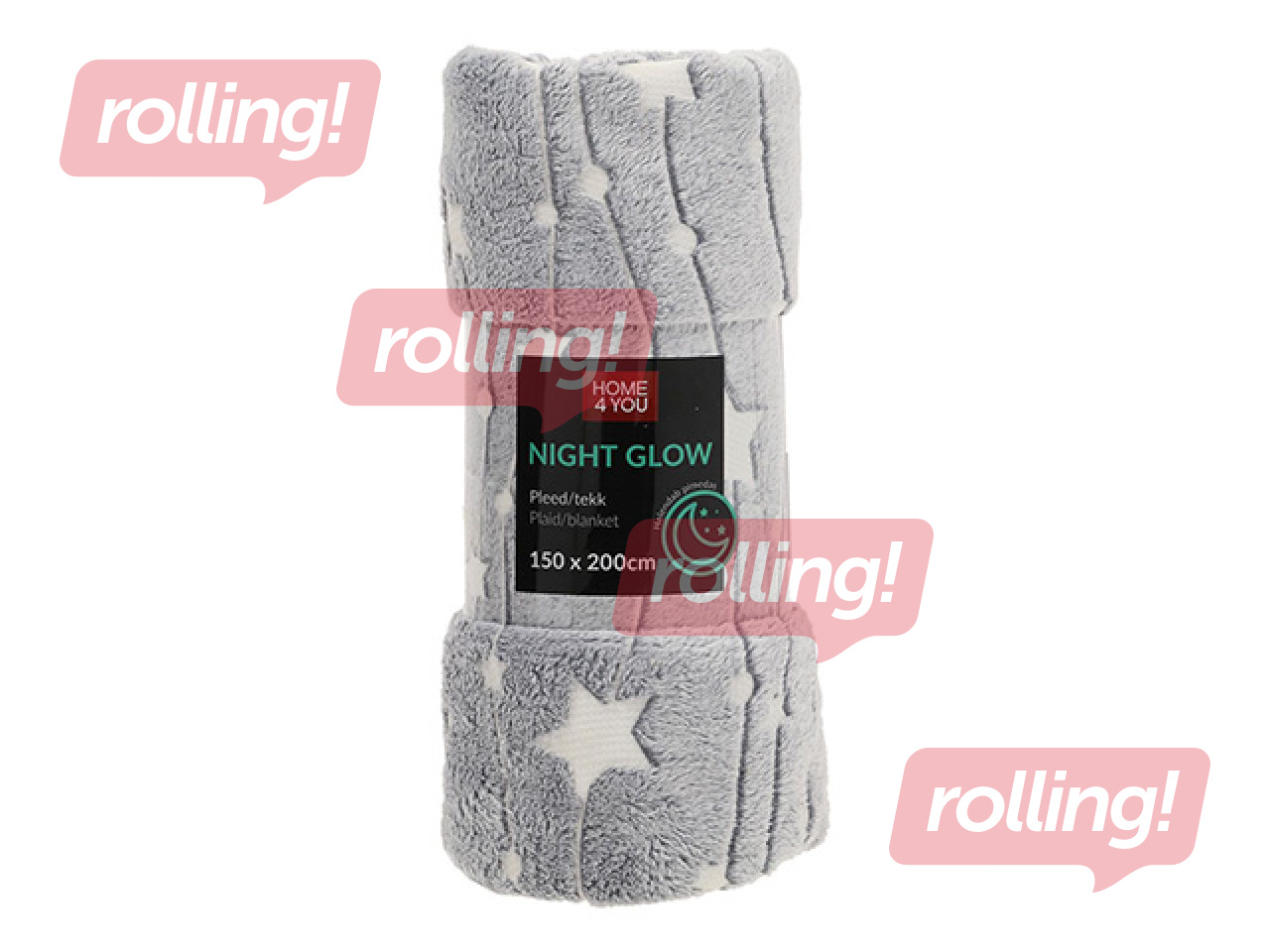 Pleds Night Light, pelēks, 150x200cm