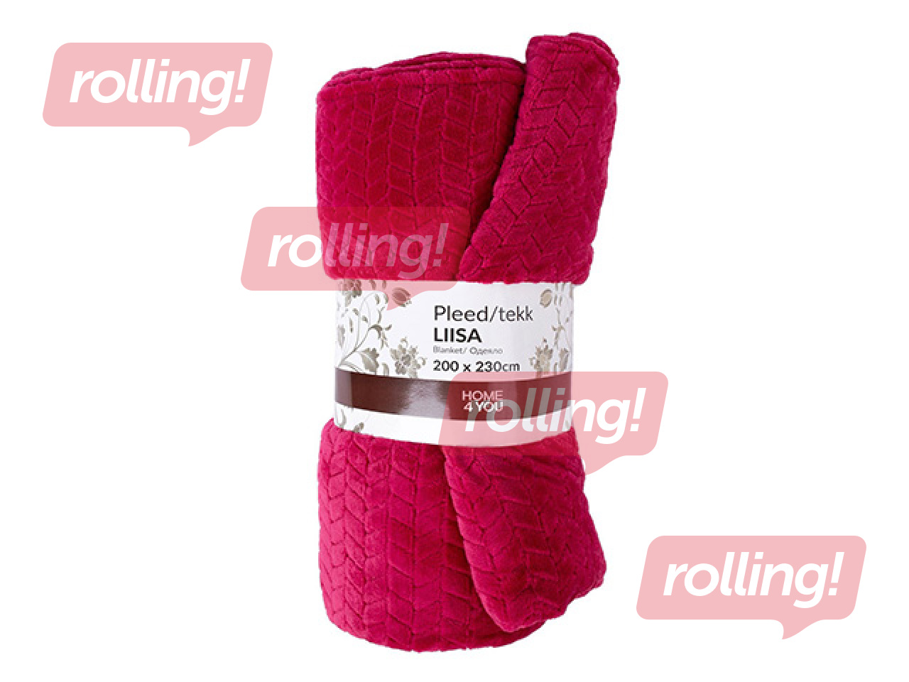 Плед Liisa XL, малиново-красный, 200x230cм