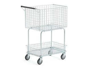 Warehouse trolley, with 2 baskets, load capacity 100kg