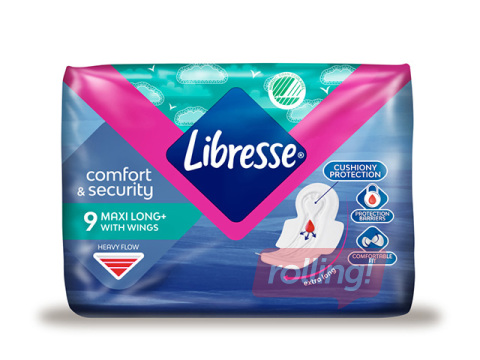 Higiēniskās paketes Libresse, Maxi Super, 9 gab. +AKCIJA! Pērc Libresse higiēniskās paketes un saņe