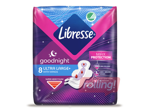 Hügieenisidemed Libresse, Ultra Night, 8 tk +KAMPAANIA! Osta Libresse hügieenisidemeid ja sa