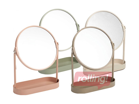 Cosmetic mirror with organizer, assorted colors, Ø19×25cm