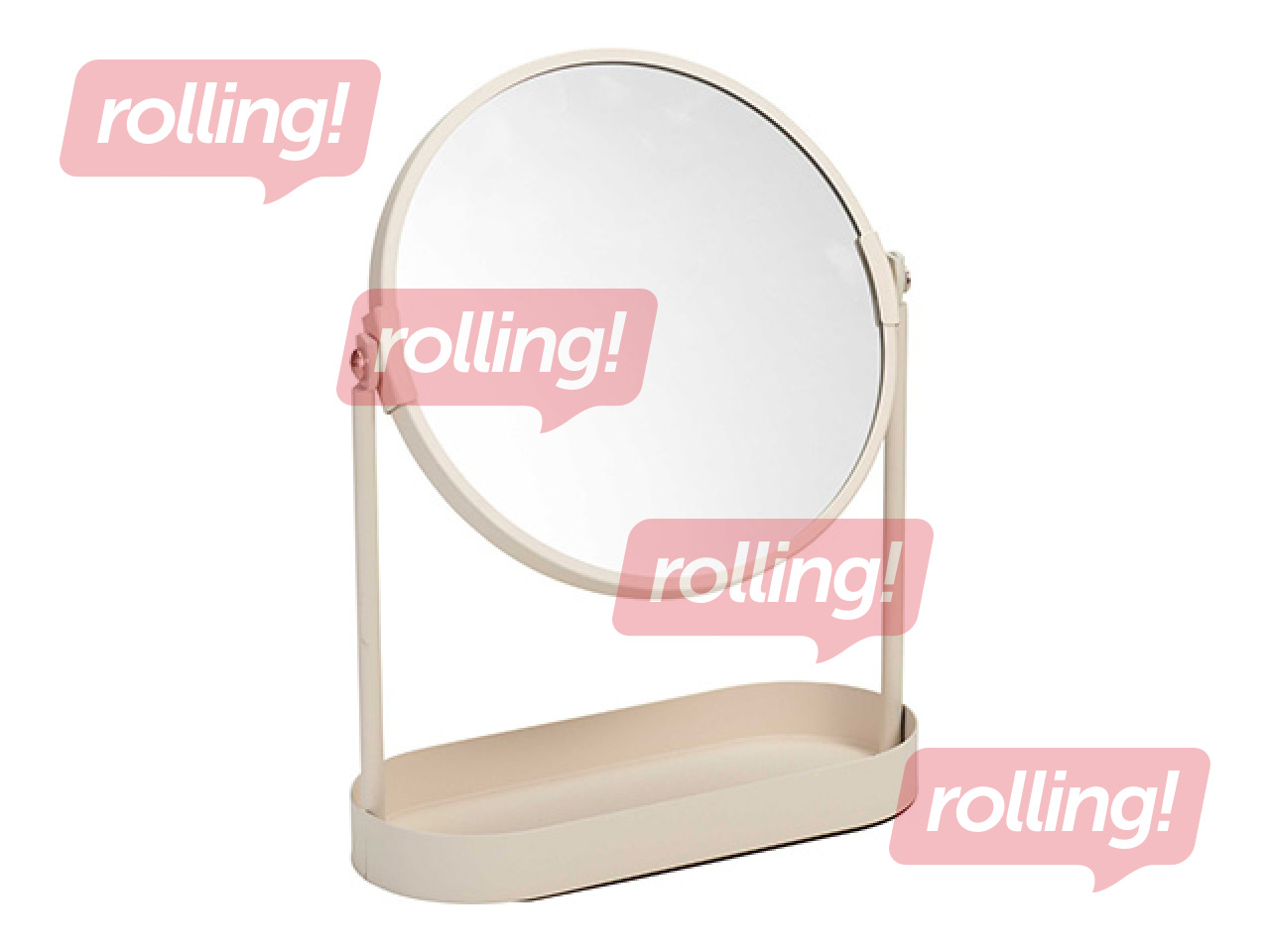 Cosmetic mirror with organizer, assorted colors, Ø19×25cm