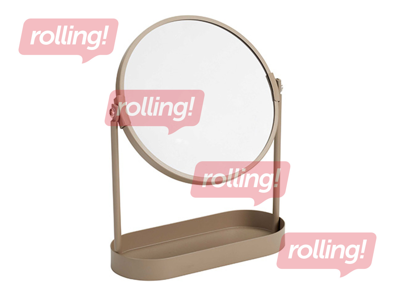Cosmetic mirror with organizer, assorted colors, Ø19×25cm