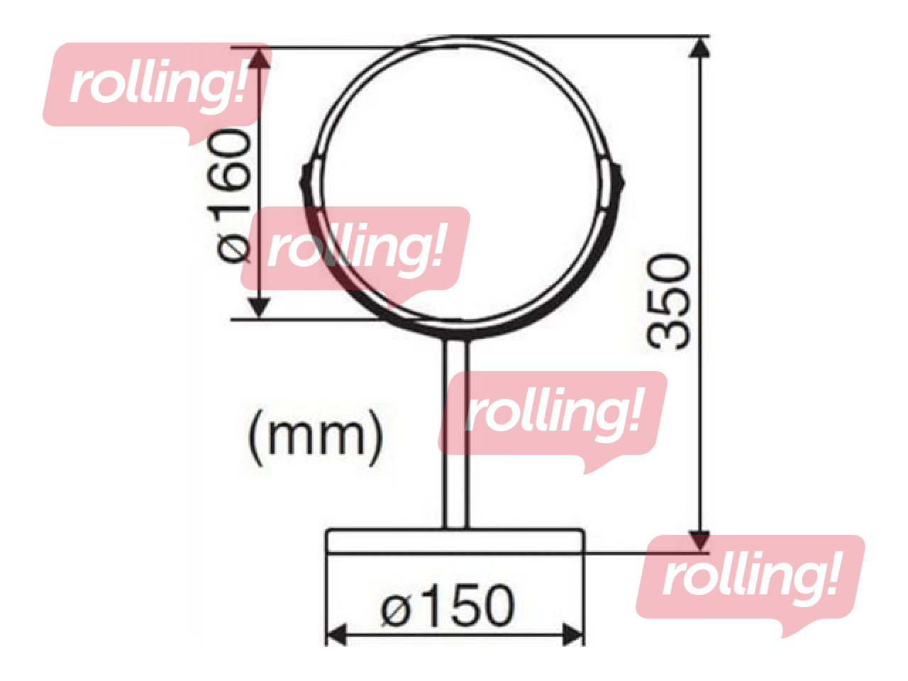 Косметическое зеркало Duschy, настольное, черное, Ø16×35cm