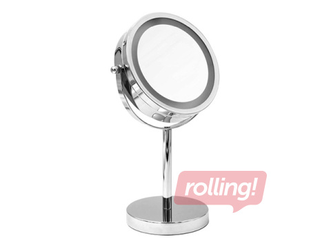 Cosmetic mirror Ridder Daisy, with LED, freestanding, chrome-plated, Ø20×35cm