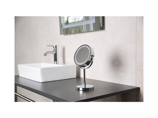 Cosmetic mirror Ridder Daisy, with LED, freestanding, chrome-plated, Ø20×35cm