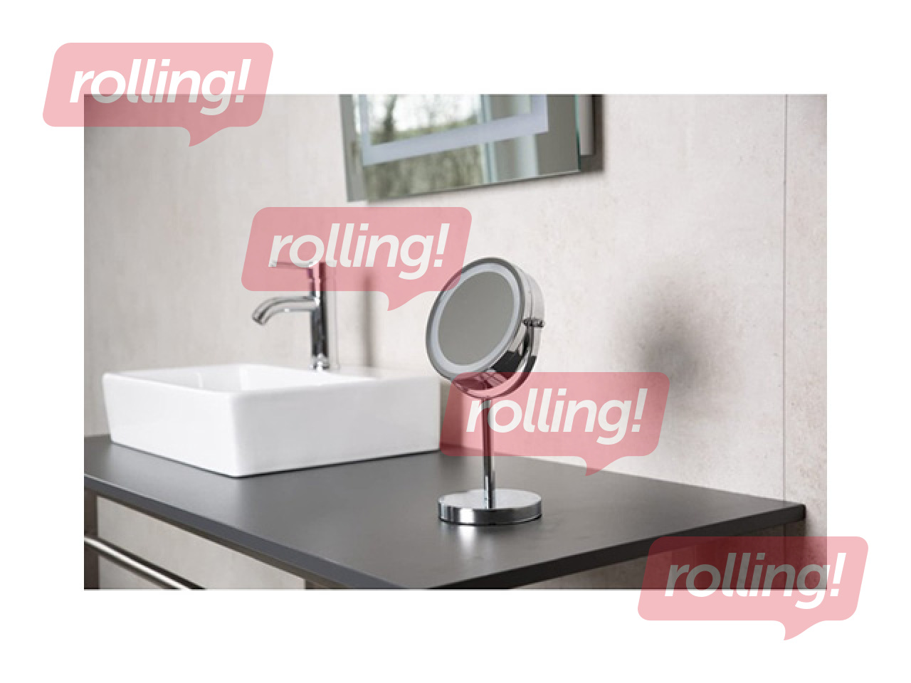 Cosmetic mirror Ridder Daisy, with LED, freestanding, chrome-plated, Ø20×35cm