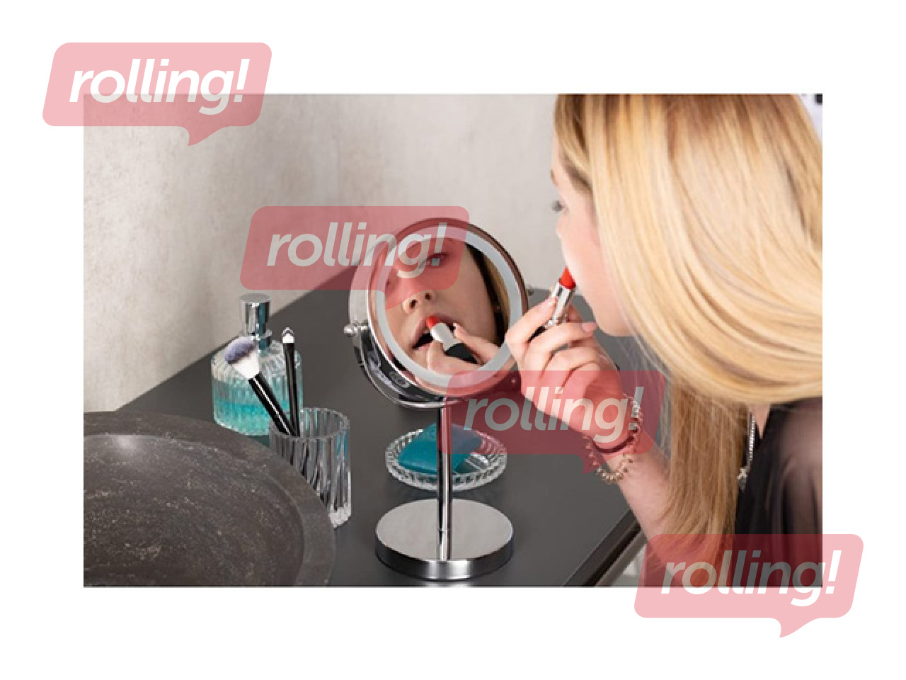 Kosmētiskais spogulis Ridder Daisy, ar LED, hromēts, ø20x35cm