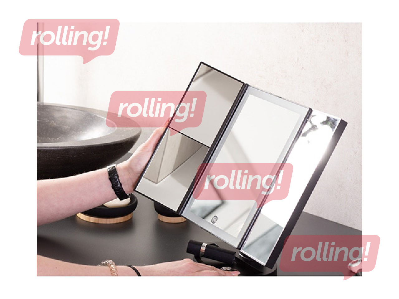 Косметическое зеркало Ridder Vivian M, с LED, настольное, черное, 12×27.5×18см