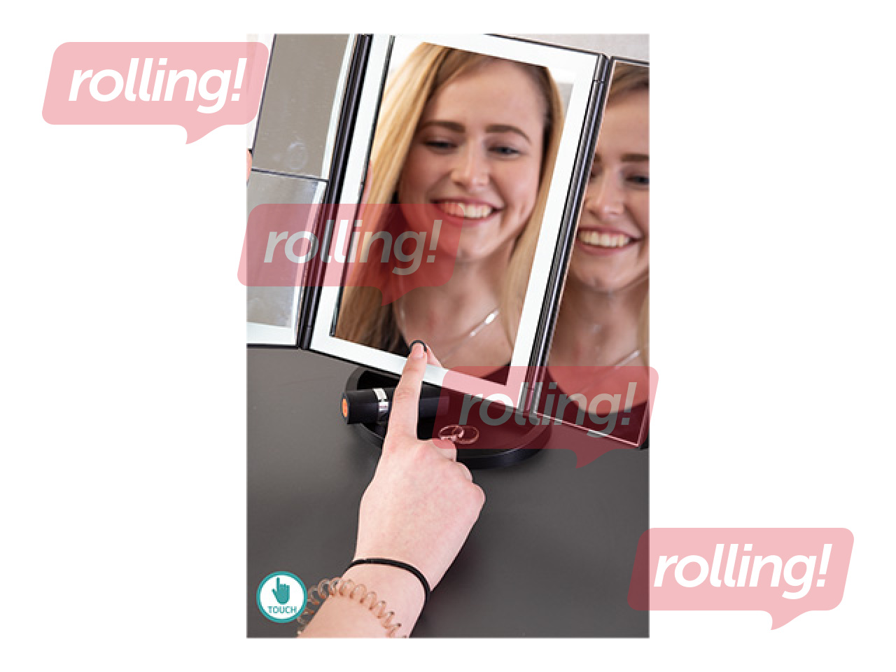 Косметическое зеркало Ridder Vivian M, с LED, настольное, черное, 12×27.5×18см