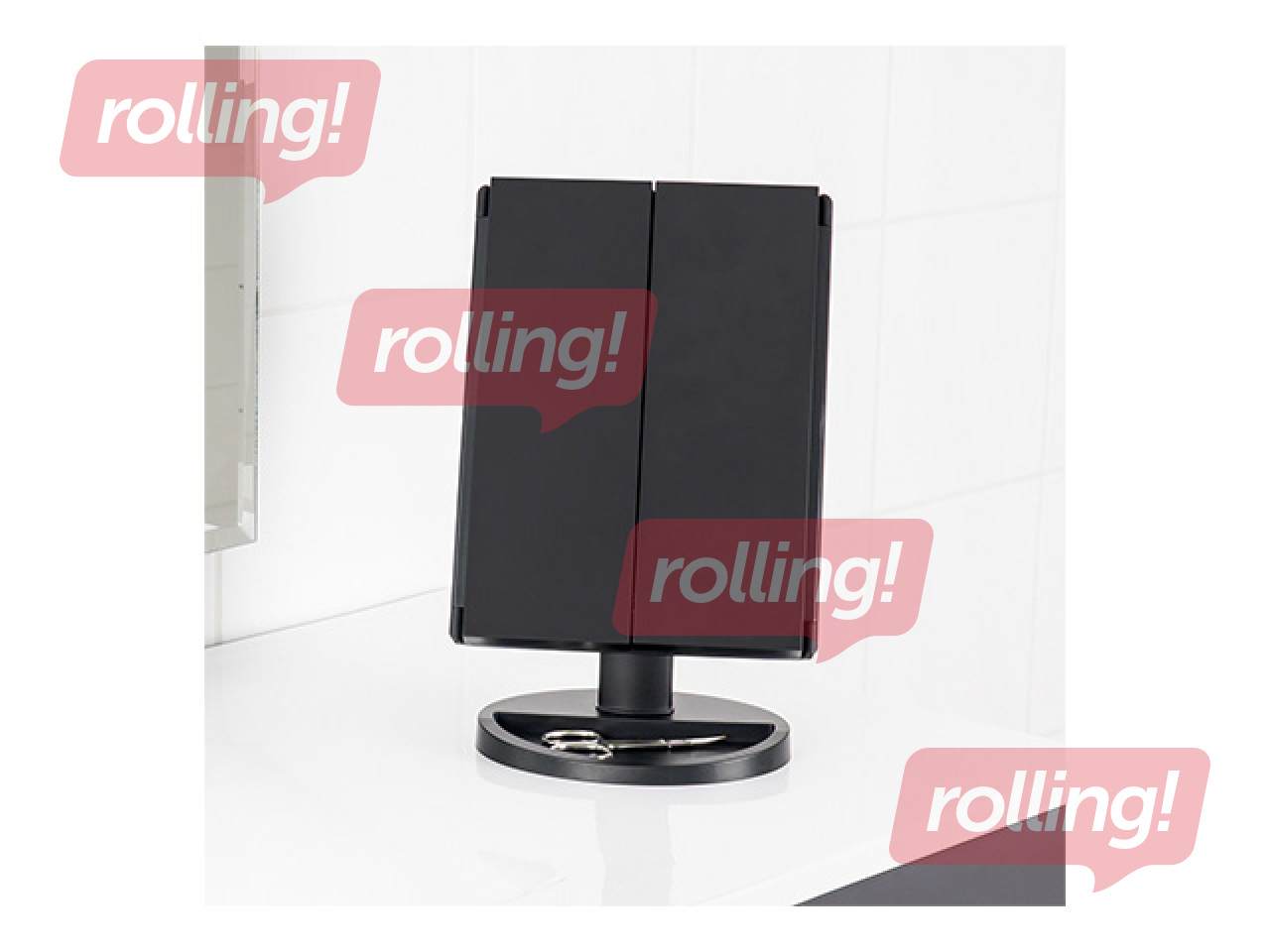 Kosmētiskais spogulis Ridder Vivian M, ar LED, melns, 12x27.5x18cm