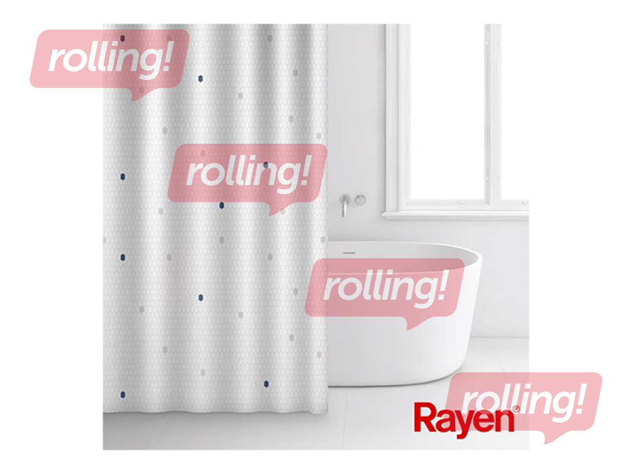 Shower curtain Rayen, polyester, white, 180x200cm