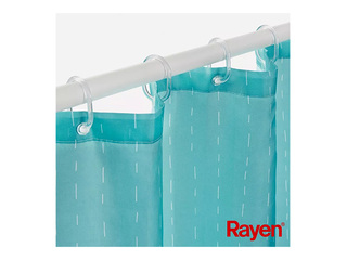 Dušas aizkars Rayen, poliesters, gaiši zils, 180x200cm