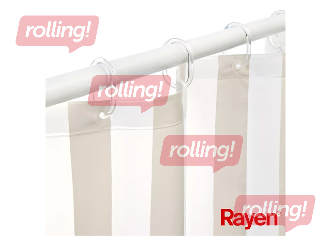Shower curtain Rayen, PEVA, white, beige, 180x200cm