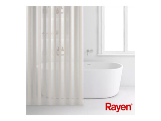 Shower curtain Rayen, PEVA, white, beige, 180x200cm