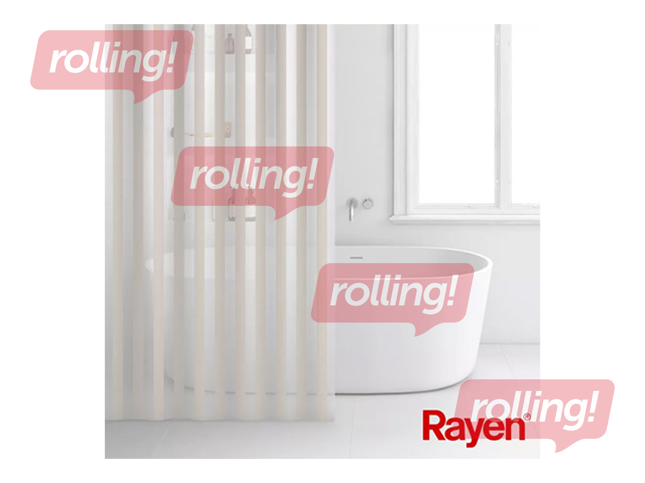 Shower curtain Rayen, PEVA, white, beige, 180x200cm