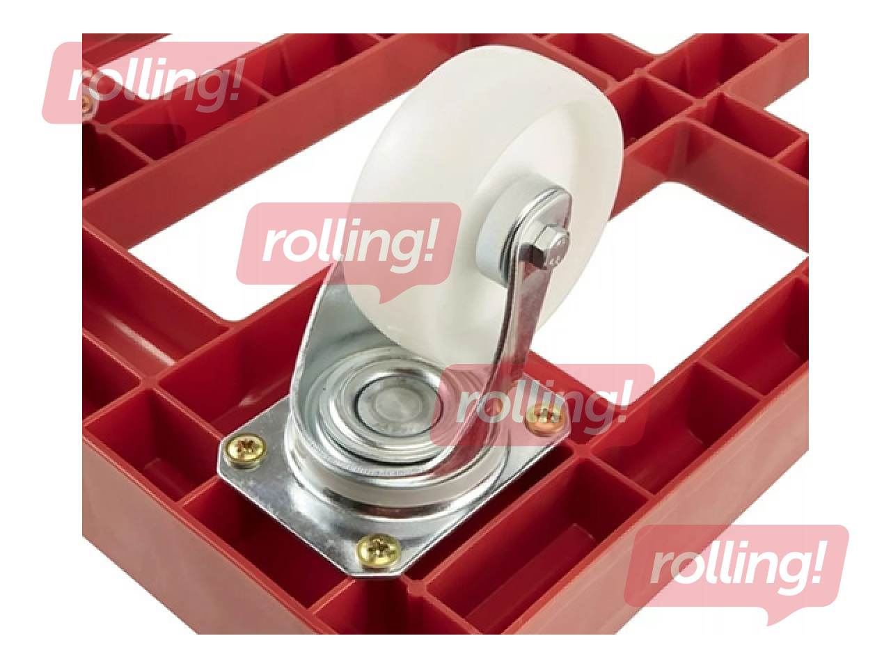 Ratiņi Keeeper Rolf, transportēsanas kastēm un groziņiem, sarkani,  kravnesība 300kg, 61x41x19cm