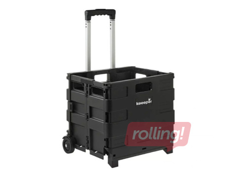 Ratiņi Keeeper Olli, saliekami, melni, kravnesība 25kg, 38x36x33cm