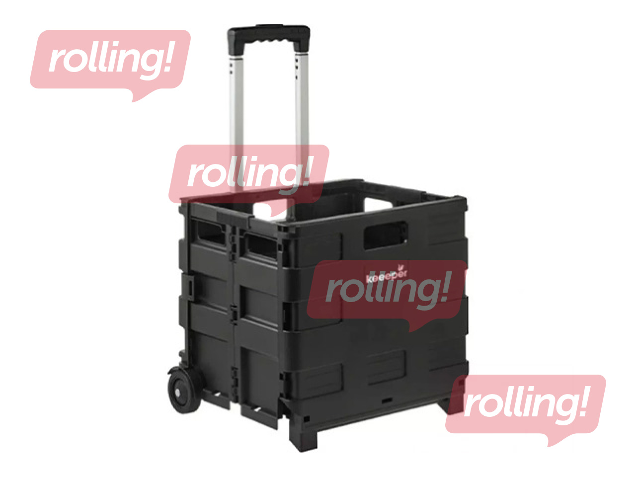Ratiņi Keeeper Olli, saliekami, melni, kravnesība 25kg, 38x36x33cm
