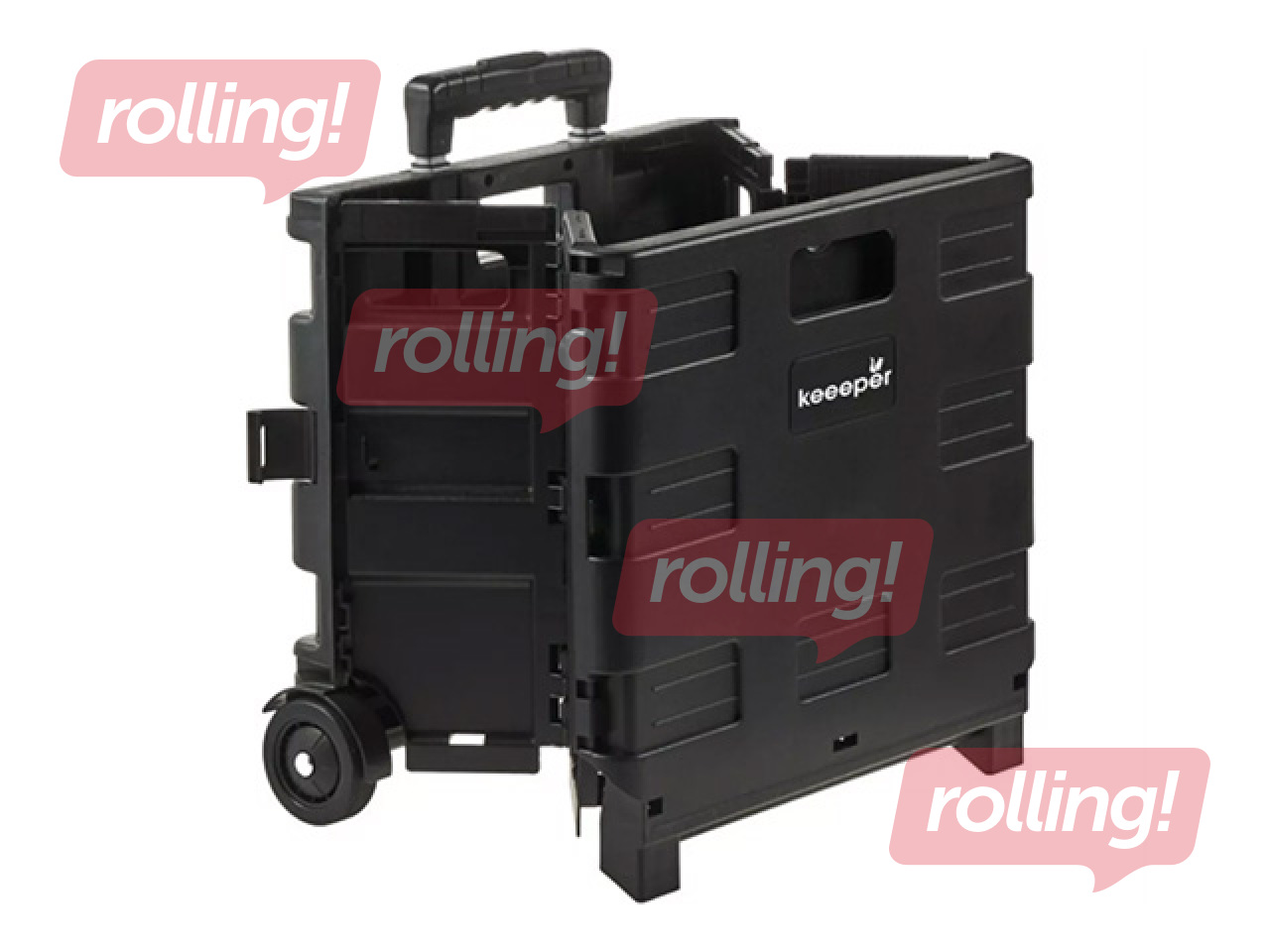Ratiņi Keeeper Olli, saliekami, melni, kravnesība 25kg, 38x36x33cm